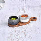 Hectarul - Set 2 boluri pentru aperitive Ø7,5x5,2 cm, cu suport din lemn, Etosha Cosy&Trendy